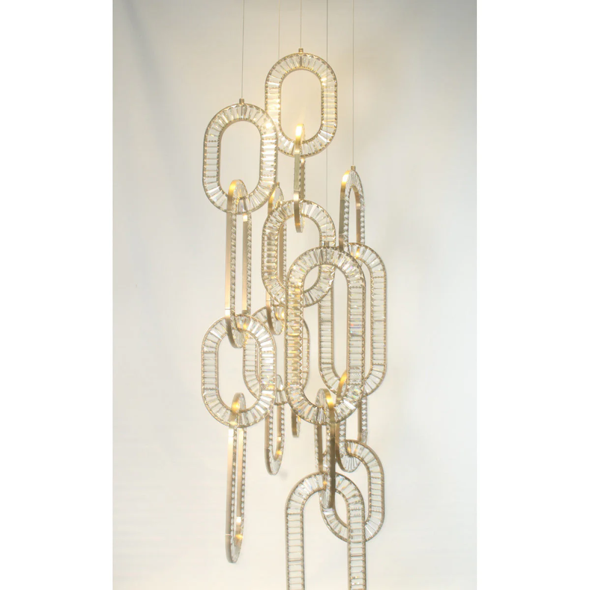 Modern Luxury Crystal Chain Cluster Chandelier for High Ceiling/Dining Room - Image 13