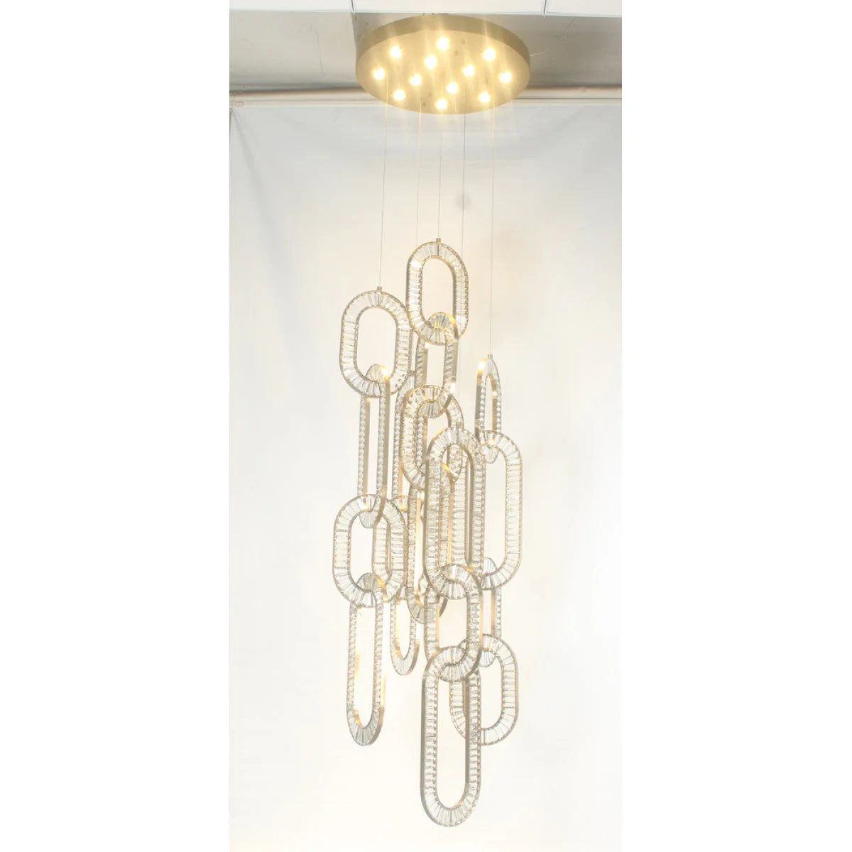 Modern Luxury Crystal Chain Cluster Chandelier for High Ceiling/Dining Room - Image 16