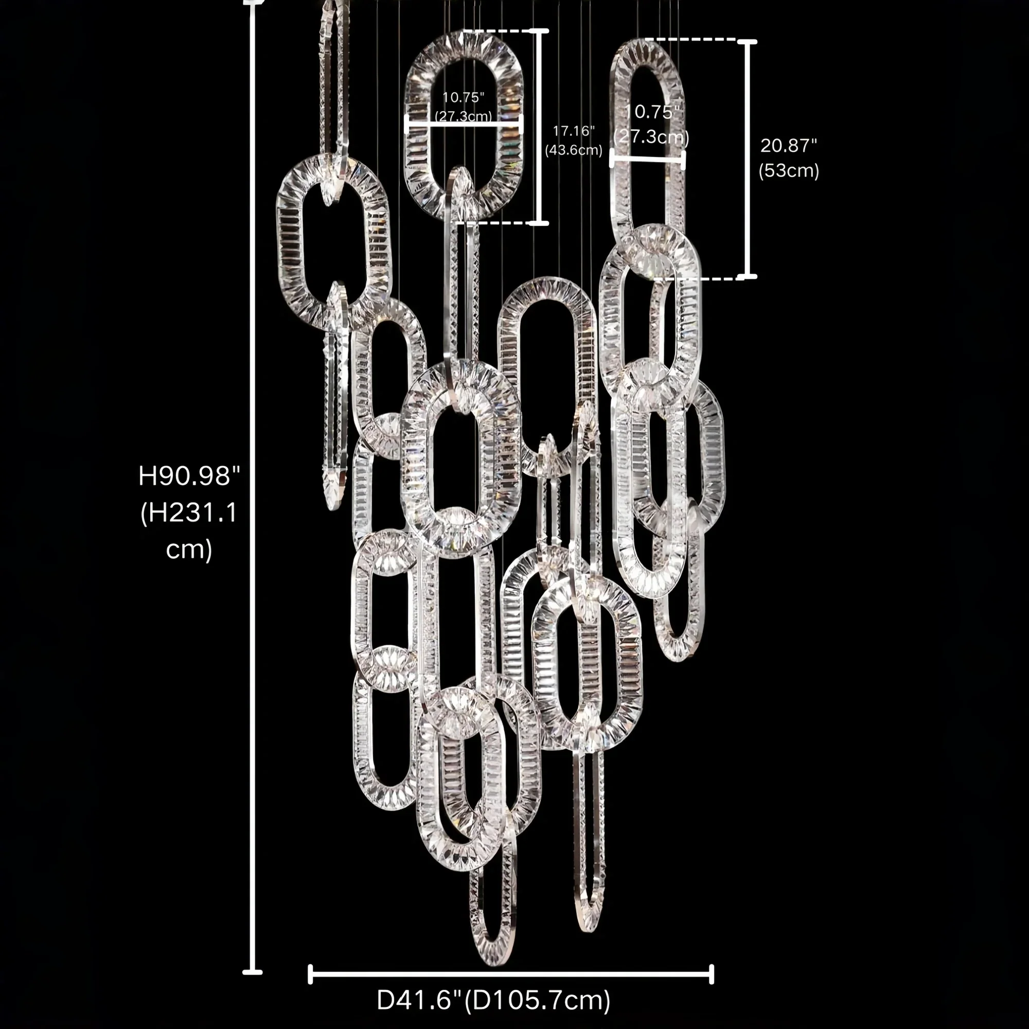Modern Luxury Crystal Chain Cluster Chandelier for High Ceiling/Dining Room - Image 4