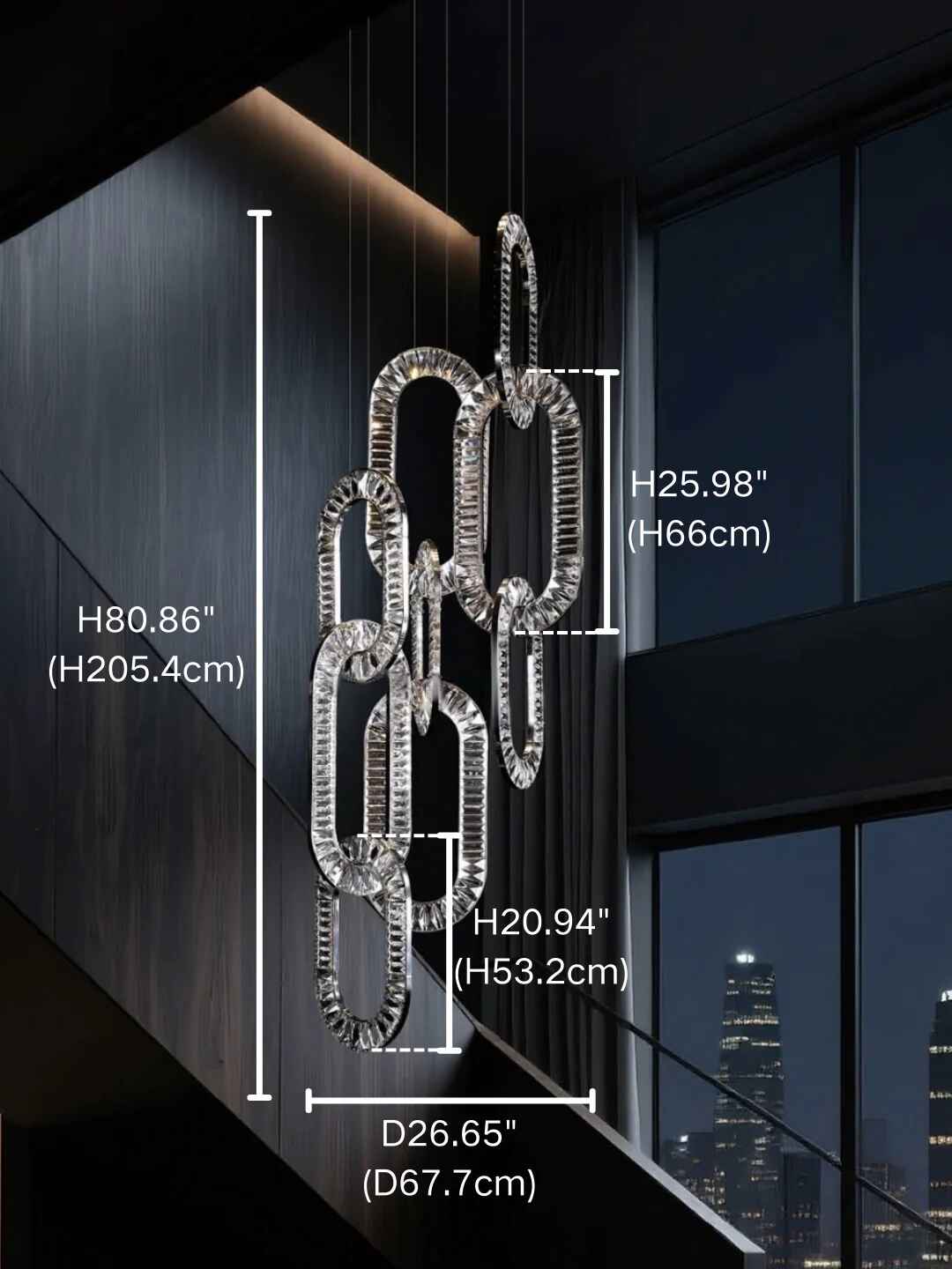 Modern Luxury Crystal Chain Cluster Chandelier for High Ceiling/Dining Room - Image 5