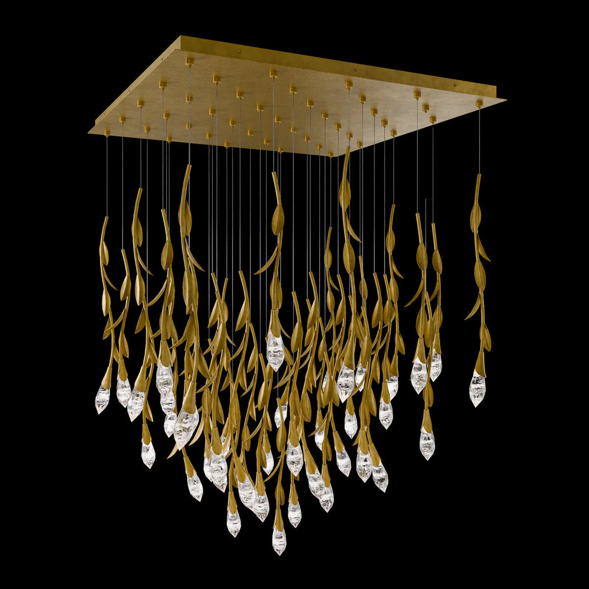 Modern Luxury Floating Branches Floral Crystal Chandelier with Square Canopy for High-ceiling - Image 3