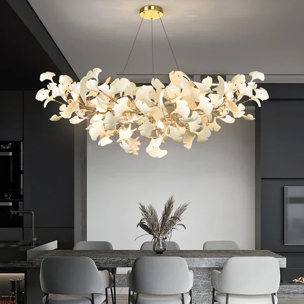 Modern Luxury Linear Ginkgo Ceramic Chandelier for Dining Room/Kitchen Island - Image 5