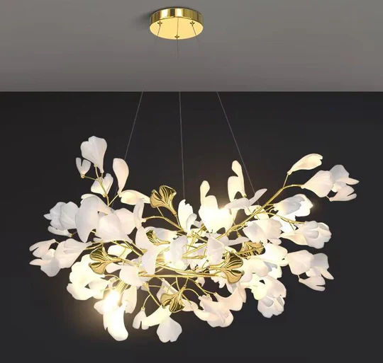 Modern Luxury Linear Ginkgo Ceramic Chandelier for Dining Room/Kitchen Island - Image 8