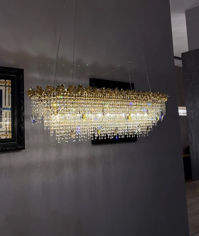 New Modern Luxury Rectangle Art Design Butterfly Crystal Chandelier for Kitchen Island/Dining Area - Image 2