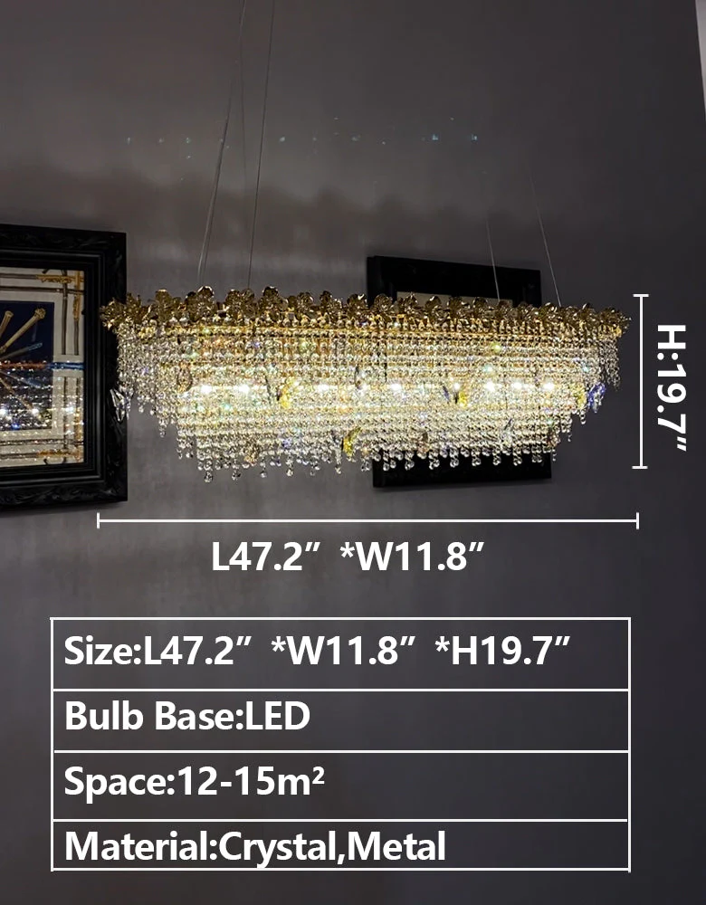 New Modern Luxury Rectangle Art Design Butterfly Crystal Chandelier for Kitchen Island/Dining Area - Image 5