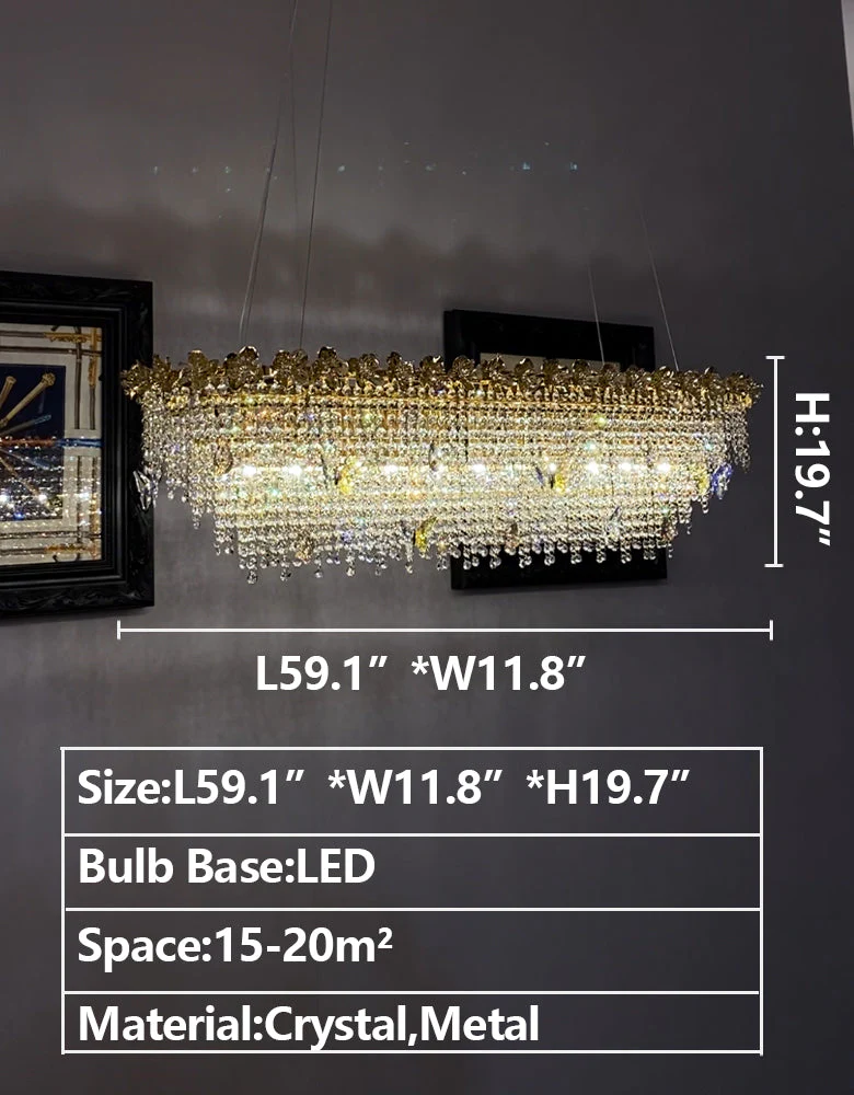 New Modern Luxury Rectangle Art Design Butterfly Crystal Chandelier for Kitchen Island/Dining Area - Image 6