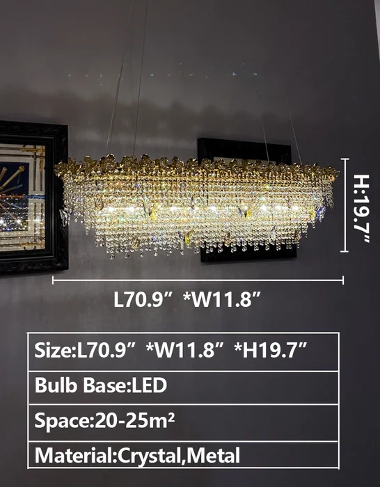 New Modern Luxury Rectangle Art Design Butterfly Crystal Chandelier for Kitchen Island/Dining Area - Image 7