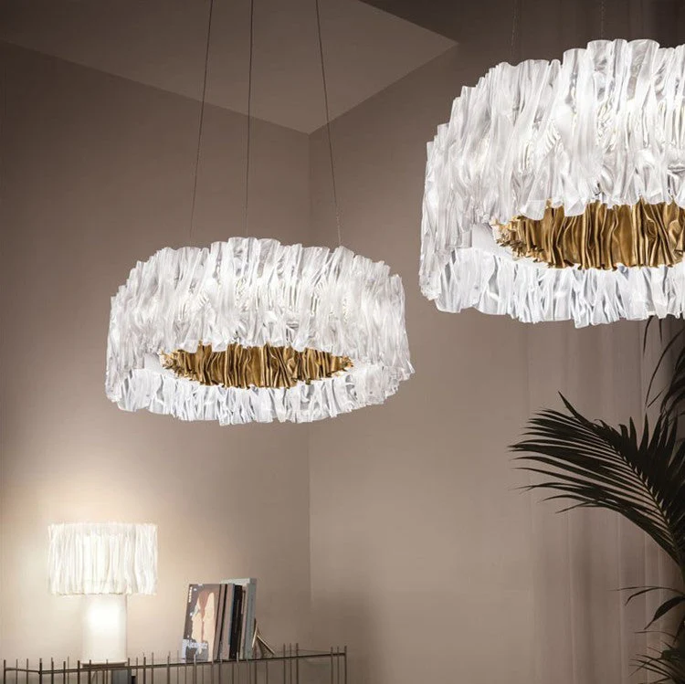 Modern Minimalism Pleated Acrylic Ring Round Ceiling Light for Living/ Ding Room/ Bar - Image 2