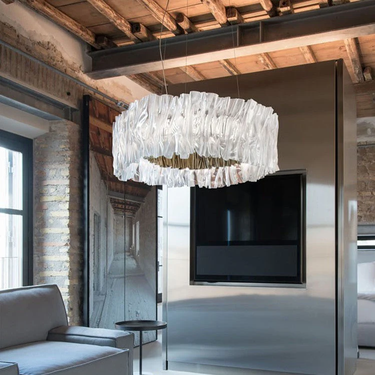 Modern Minimalism Pleated Acrylic Ring Round Ceiling Light for Living/ Ding Room/ Bar - Image 3