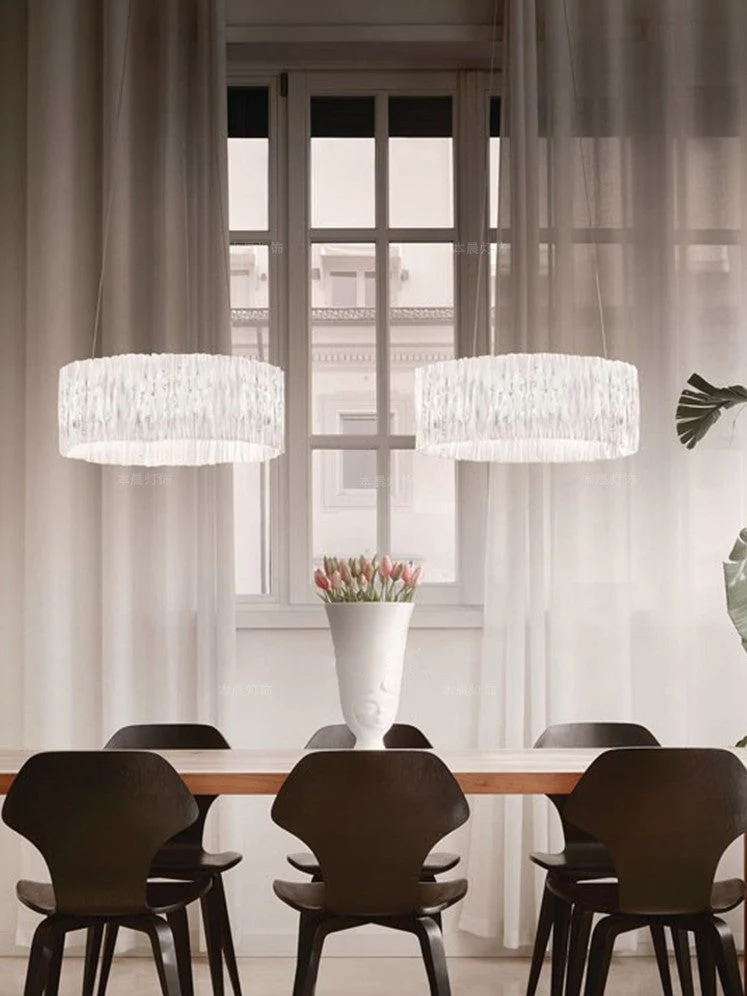 Modern Minimalism Pleated Acrylic Ring Round Ceiling Light for Living/ Ding Room/ Bar - Image 4