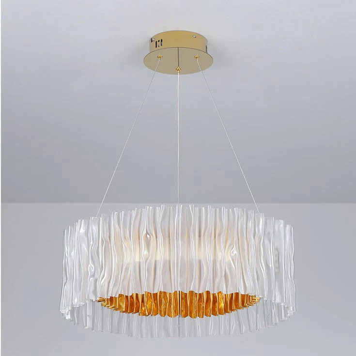 Modern Minimalism Pleated Acrylic Ring Round Ceiling Light for Living/ Ding Room/ Bar - Image 7