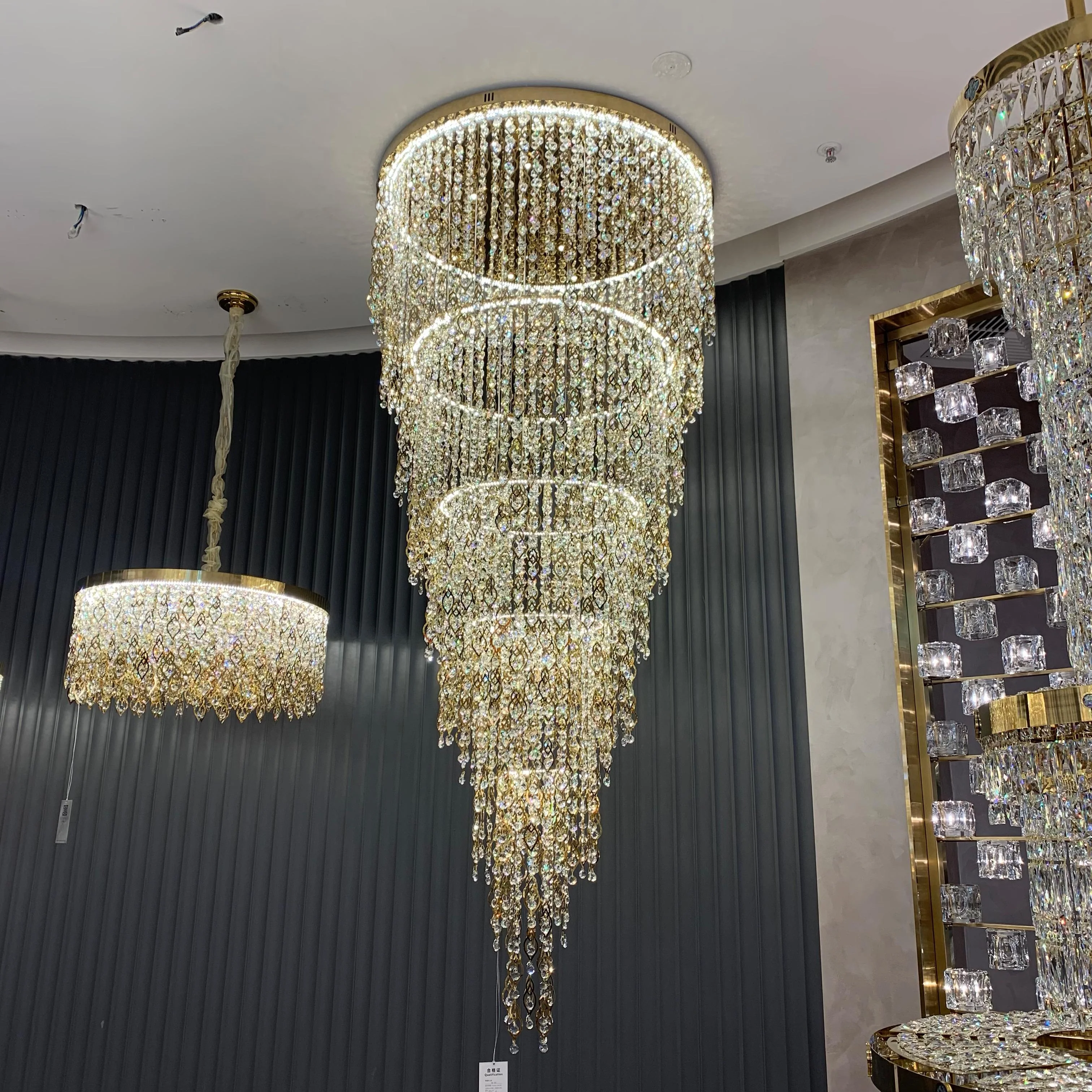 Modern Round 5-Layer Crystal Tassel Chandelier for Villa/Staircase/Foyer/Living Room - Image 2