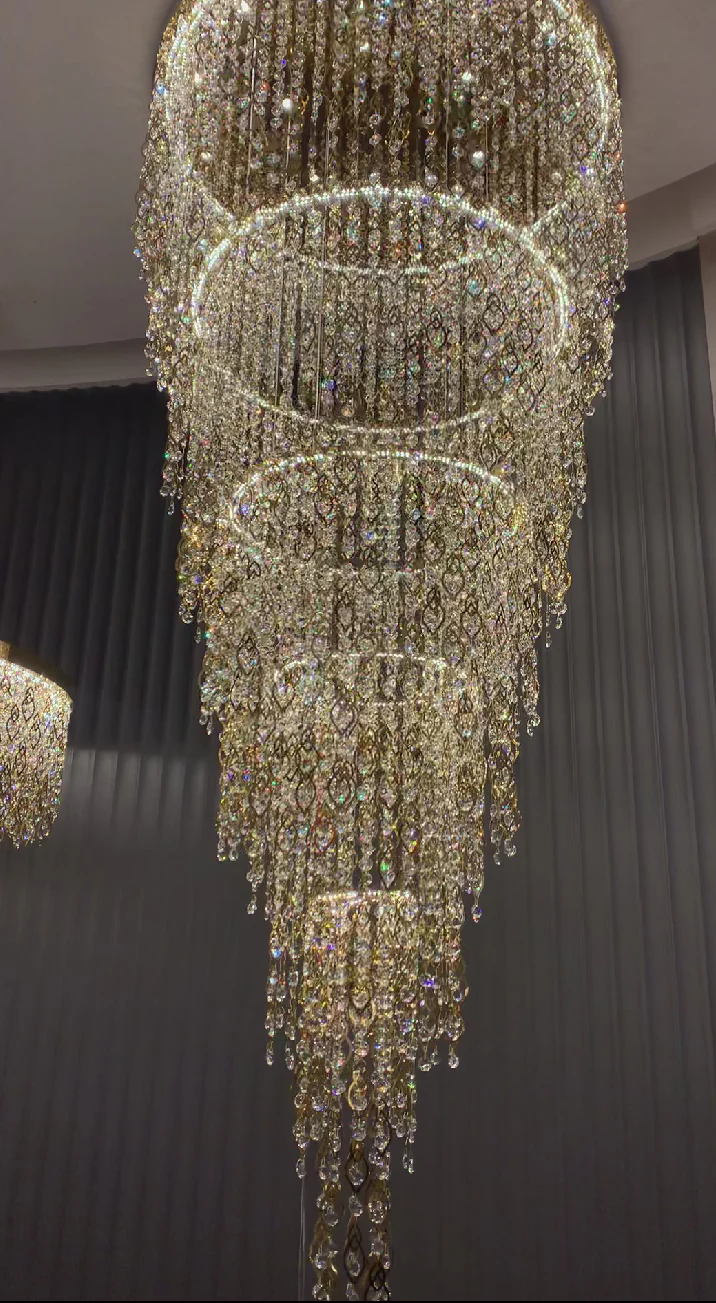 Modern Round 5-Layer Crystal Tassel Chandelier for Villa/Staircase/Foyer/Living Room - Image 5
