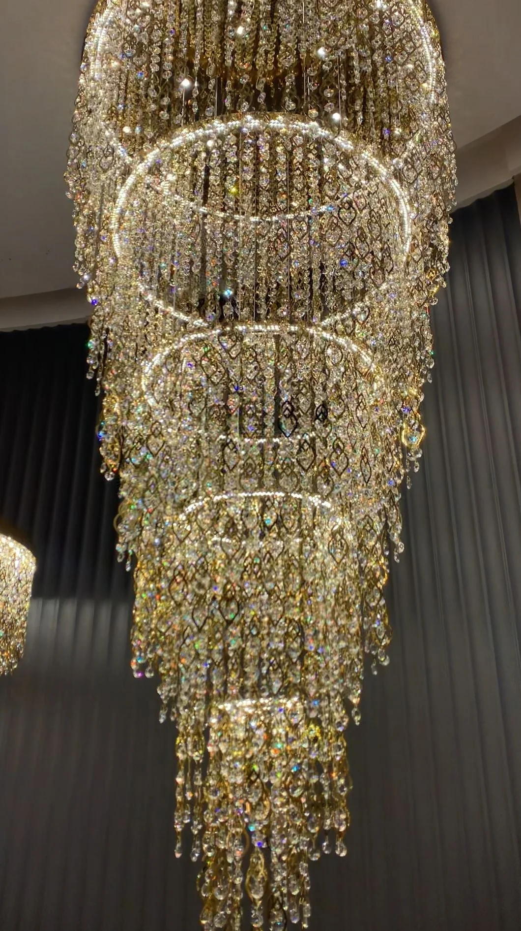 Modern Round 5-Layer Crystal Tassel Chandelier for Villa/Staircase/Foyer/Living Room - Image 7