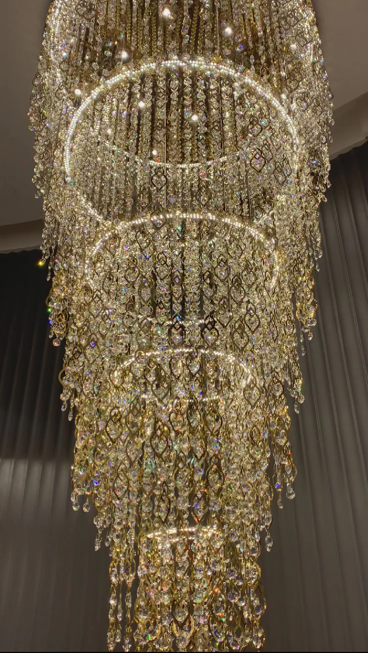 Modern Round 5-Layer Crystal Tassel Chandelier for Villa/Staircase/Foyer/Living Room - Image 8