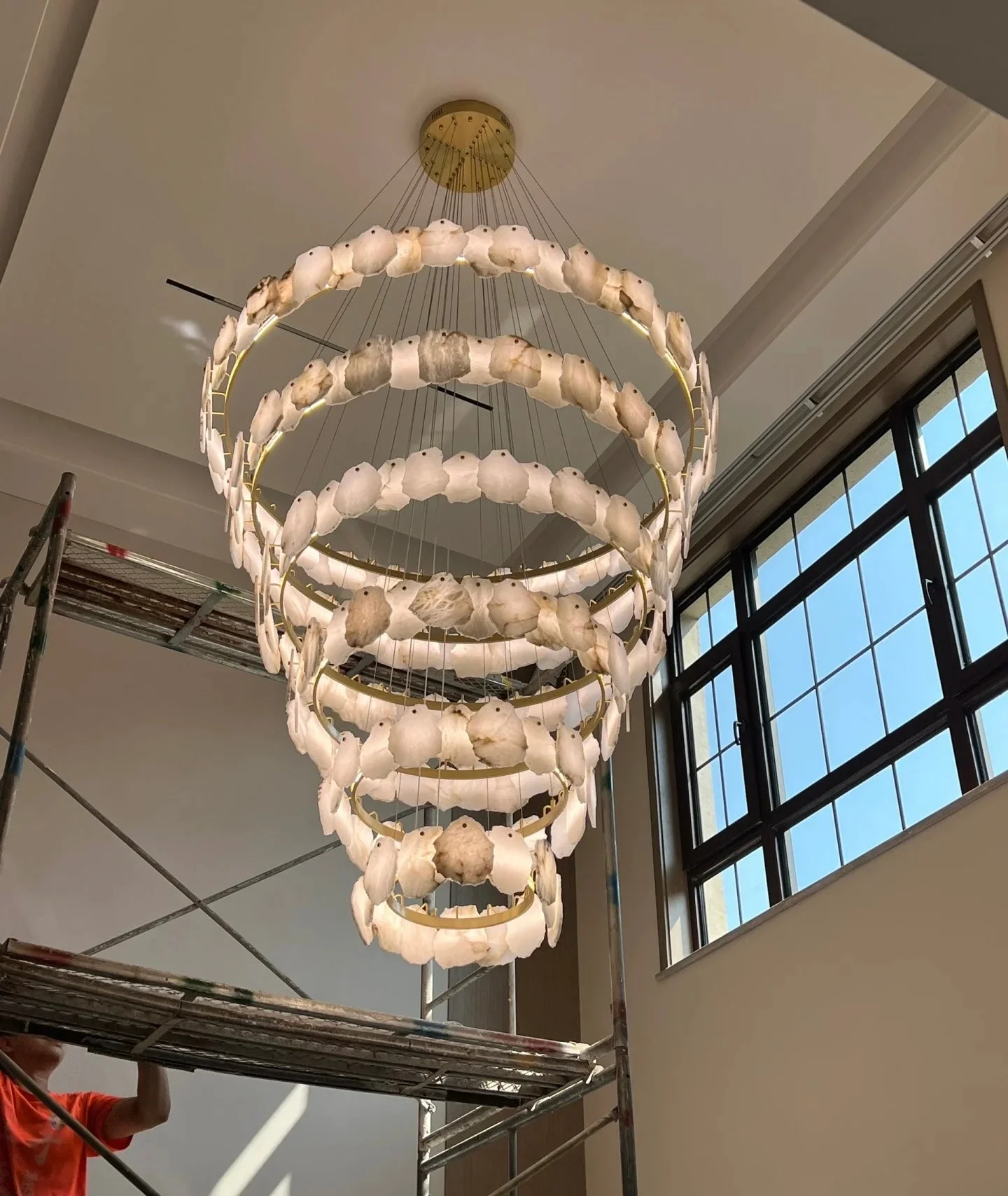 Modern Multi-layer White Alabaster Chandelier for Staircase/Foyer - Image 3