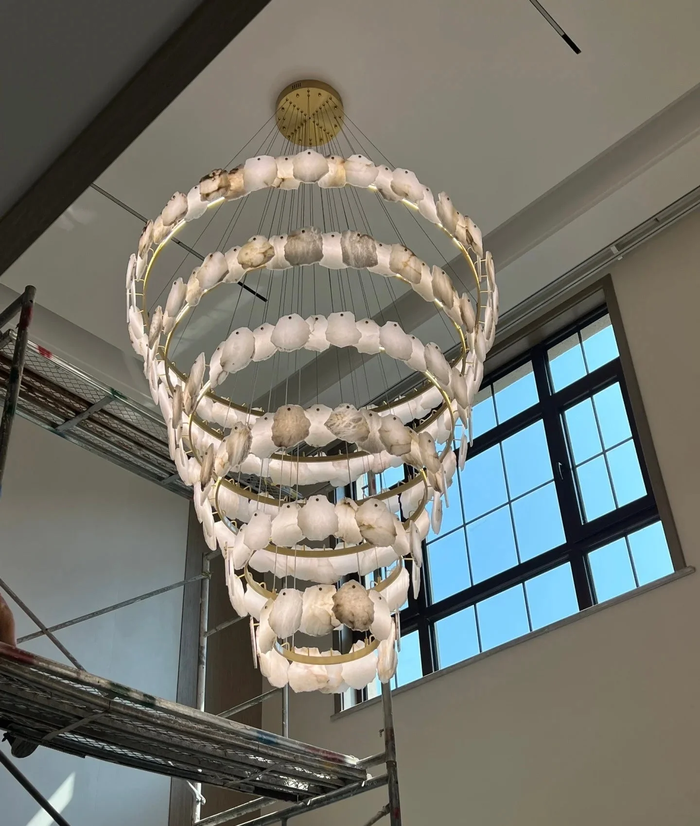 Modern Multi-layer White Alabaster Chandelier for Staircase/Foyer - Image 4