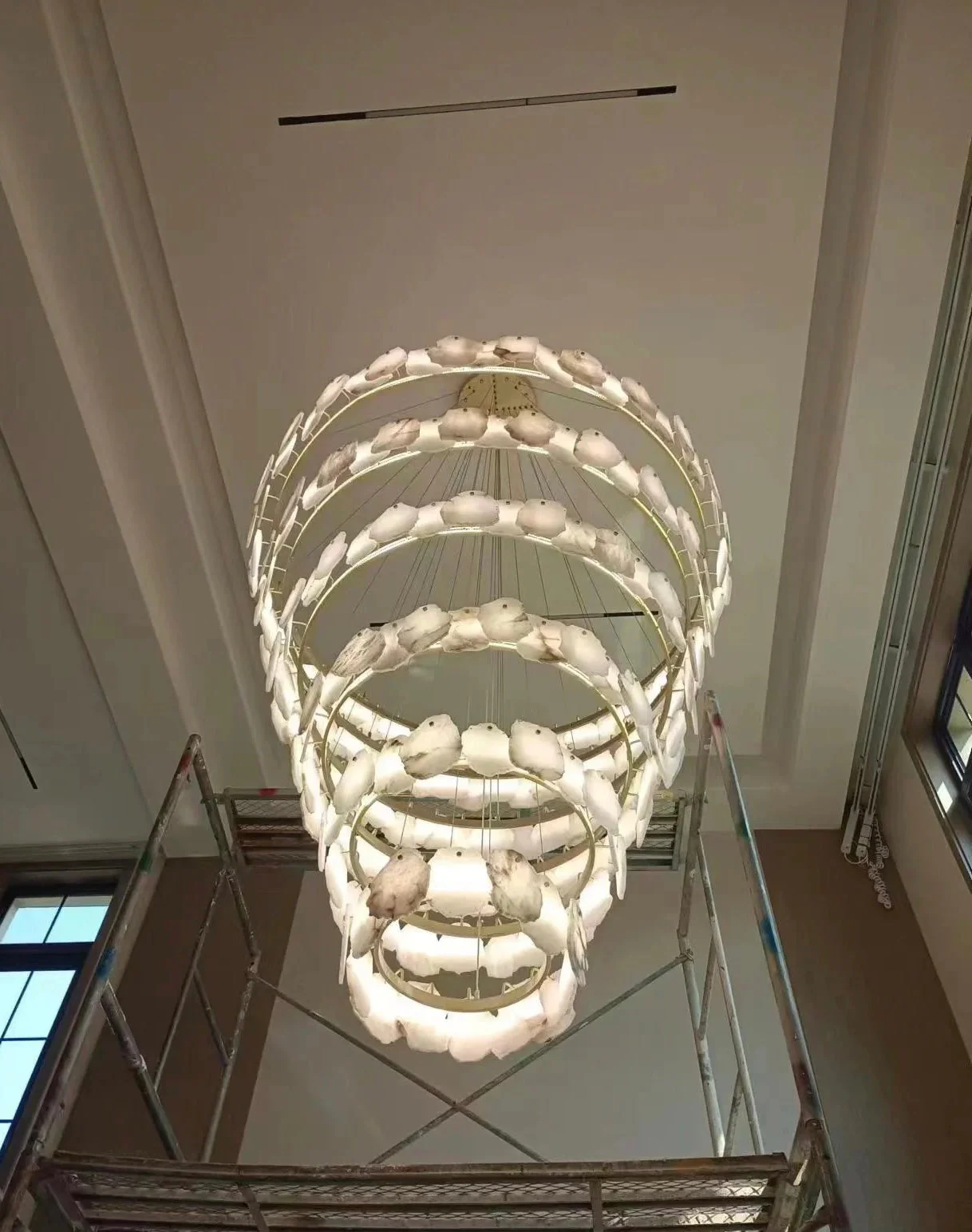 Modern Multi-layer White Alabaster Chandelier for Staircase/Foyer - Image 5