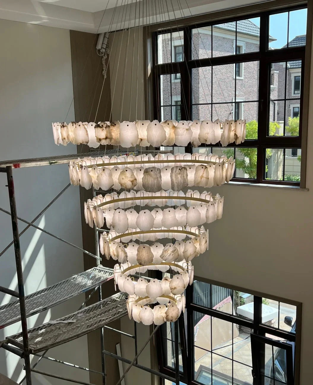 Modern Multi-layer White Alabaster Chandelier for Staircase/Foyer - Image 6