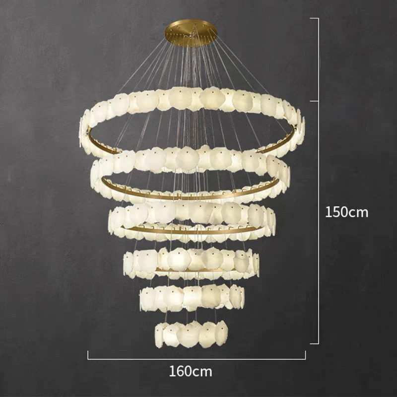 Modern Multi-layer White Alabaster Chandelier for Staircase/Foyer - Image 8