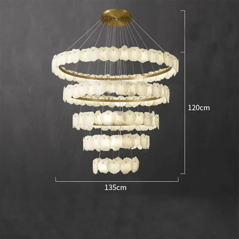 Modern Multi-layer White Alabaster Chandelier for Staircase/Foyer - Image 9