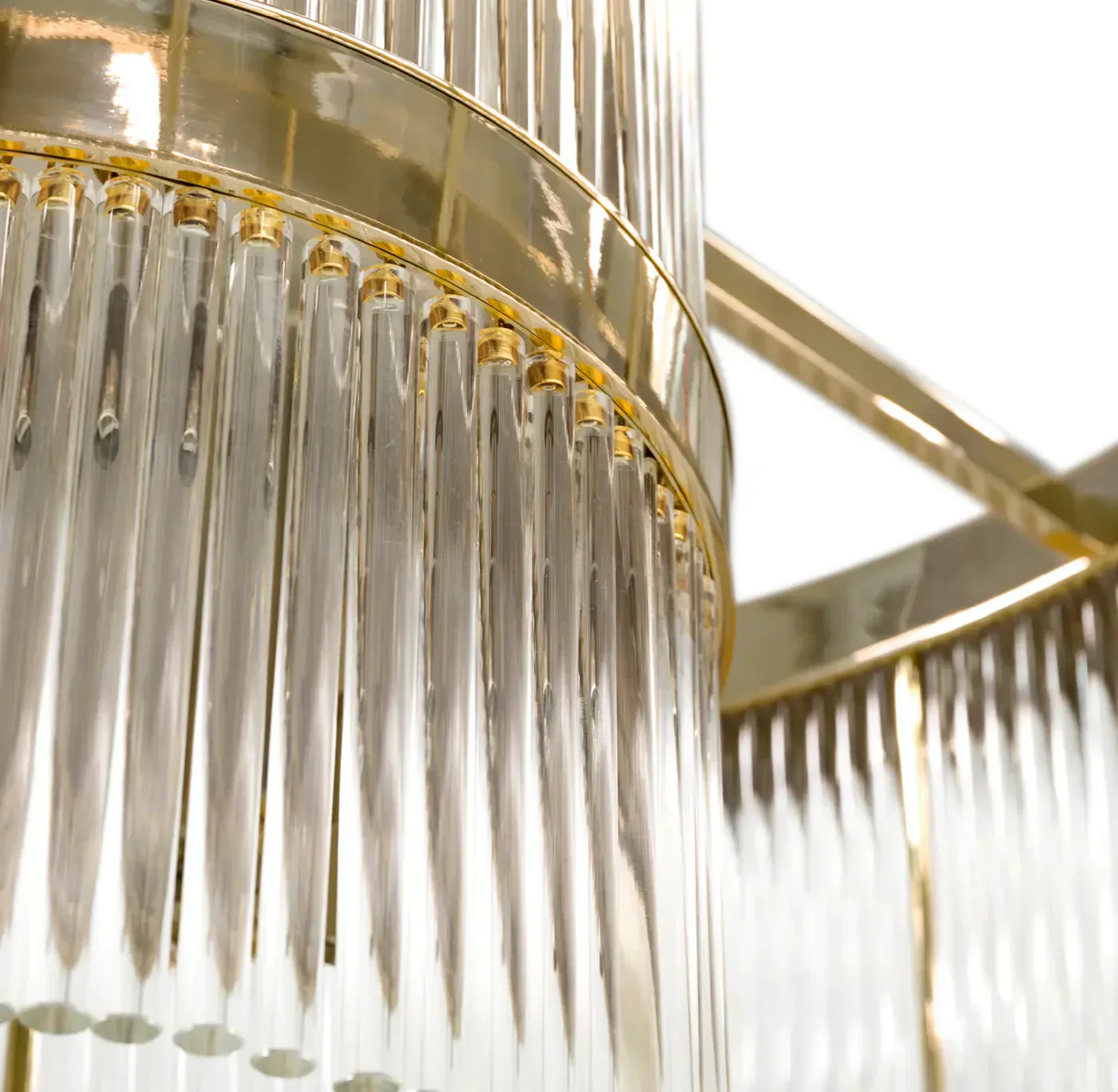 Modern Multi-layered Glass&Metal Rods Chandelier for High-ceiling - Image 6