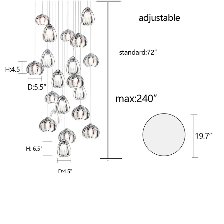Modern Nordic Style Hand Blown Glass Pendant Crystal Chandelier For Dining Room/Living Room/Stairwell - Image 10