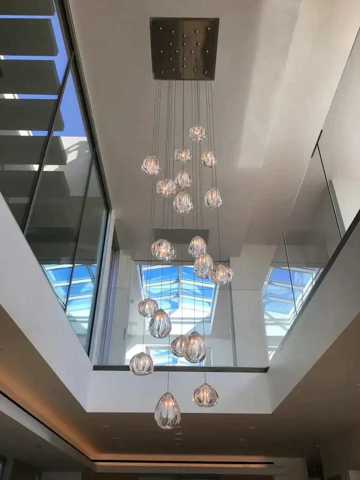 Modern Nordic Style Hand Blown Glass Pendant Crystal Chandelier For Dining Room/Living Room/Stairwell - Image 3
