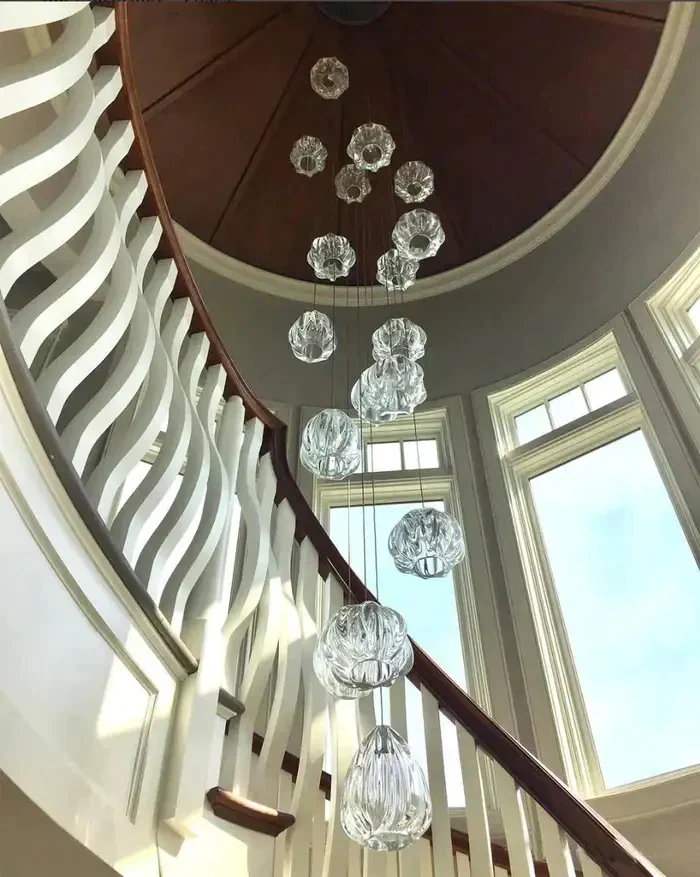 Modern Nordic Style Hand Blown Glass Pendant Crystal Chandelier For Dining Room/Living Room/Stairwell - Image 4