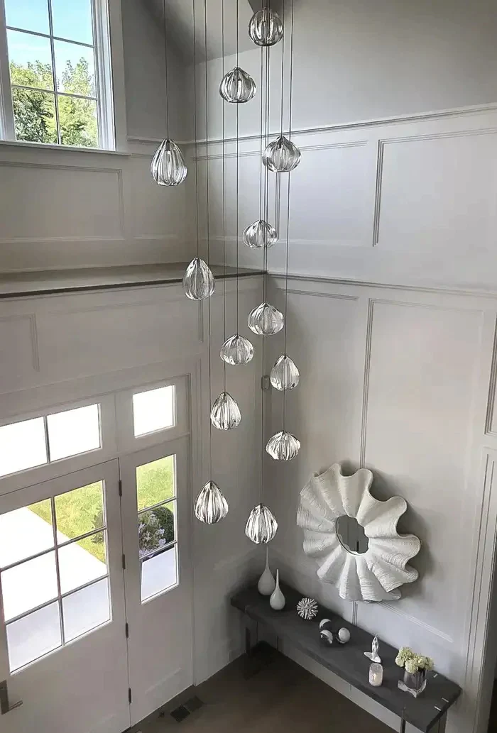 Modern Nordic Style Hand Blown Glass Pendant Crystal Chandelier For Dining Room/Living Room/Stairwell - Image 5
