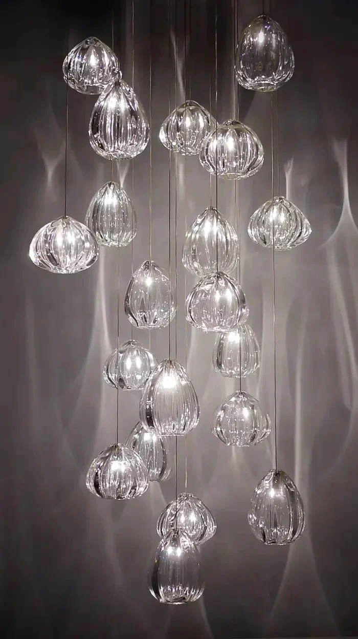 Modern Nordic Style Hand Blown Glass Pendant Crystal Chandelier For Dining Room/Living Room/Stairwell - Image 6