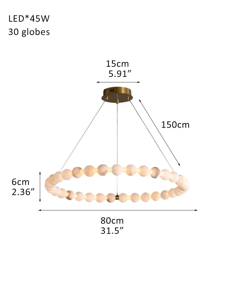 Modern Pearl Alabaster Necklace Circle Triple Chandelier with Dia 60+80+100cm - Image 15