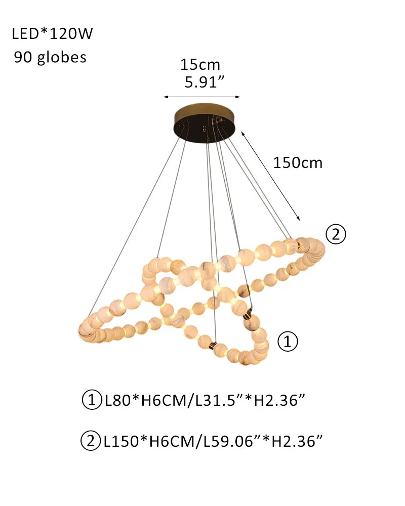 Modern Pearl Alabaster Necklace Circle Triple Chandelier with Dia 60+80+100cm - Image 22