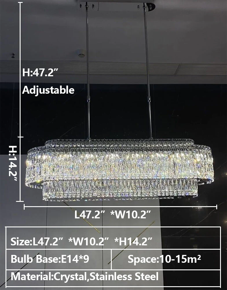 Stunning Modern Rectangle Ceiling Light Crystal Chandelier For Dining Table/Coffee Table/Living Room/Bedroom - Image 10