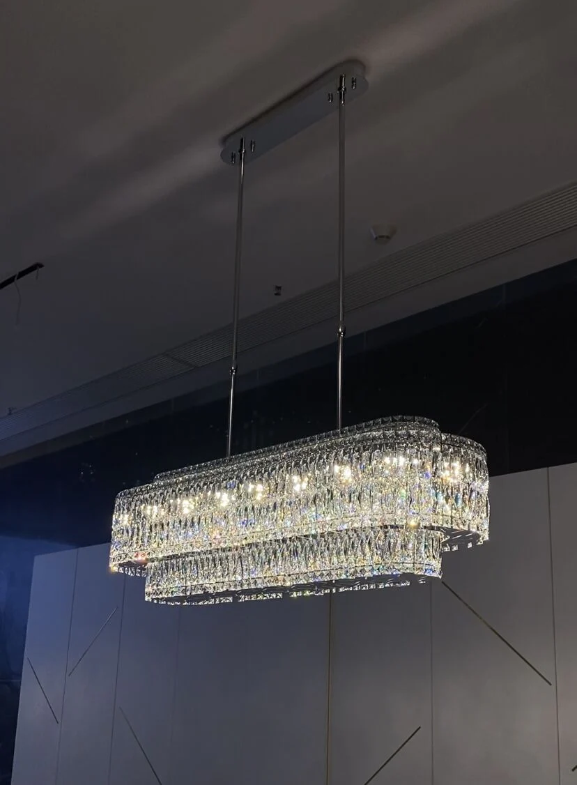 Stunning Modern Rectangle Ceiling Light Crystal Chandelier For Dining Table/Coffee Table/Living Room/Bedroom - Image 6