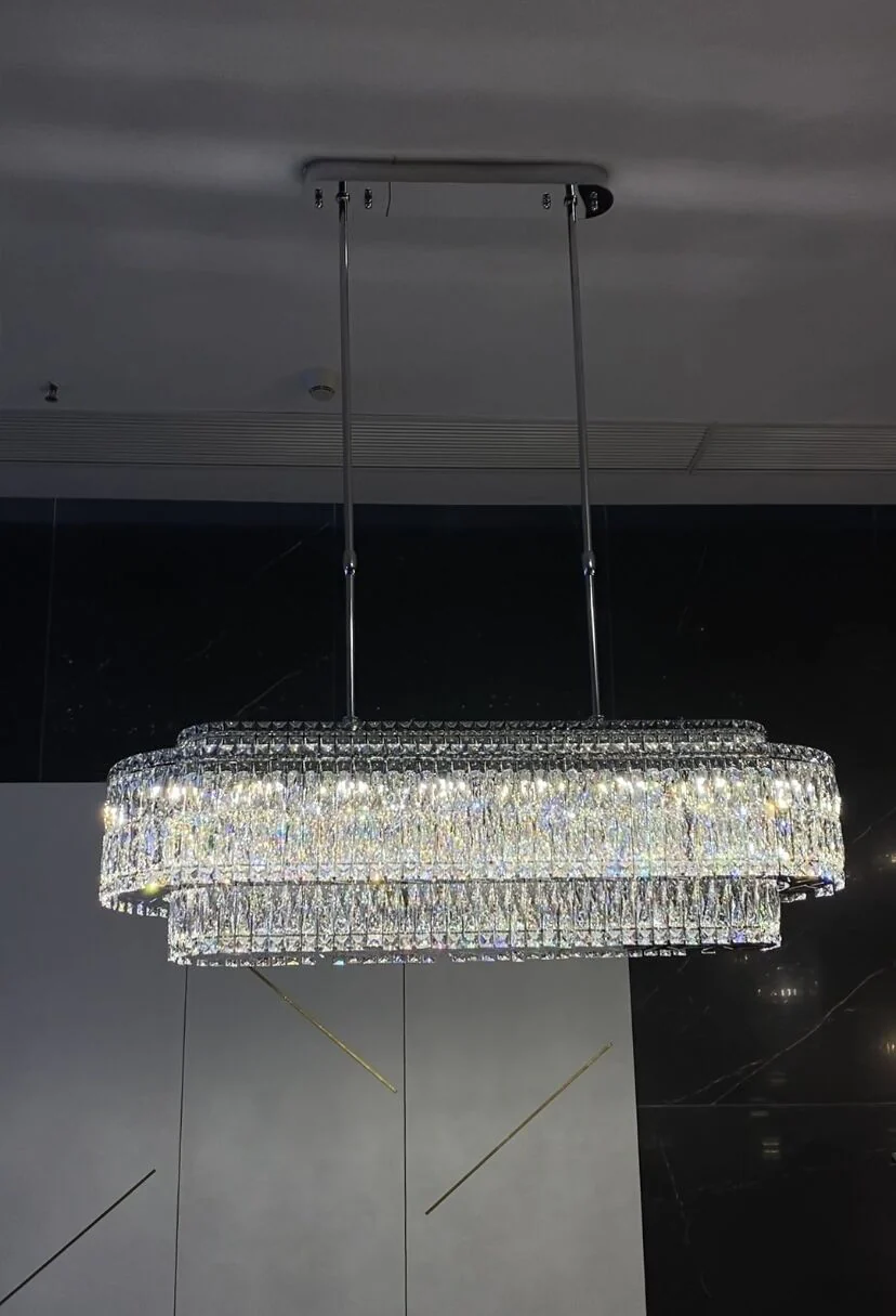 Stunning Modern Rectangle Ceiling Light Crystal Chandelier For Dining Table/Coffee Table/Living Room/Bedroom - Image 7