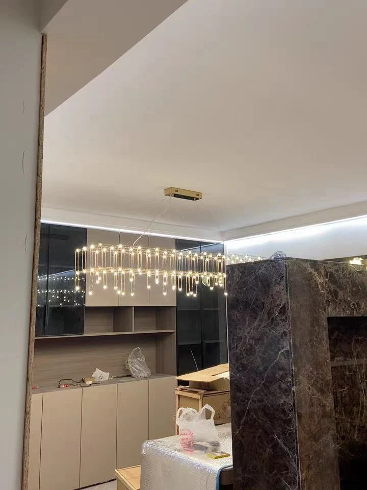 Modern Rectangle Metal Light Chandelier in Chrome Finish - Image 6