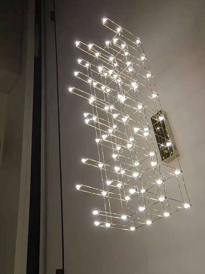 Modern Rectangle Metal Light Chandelier in Chrome Finish - Image 7