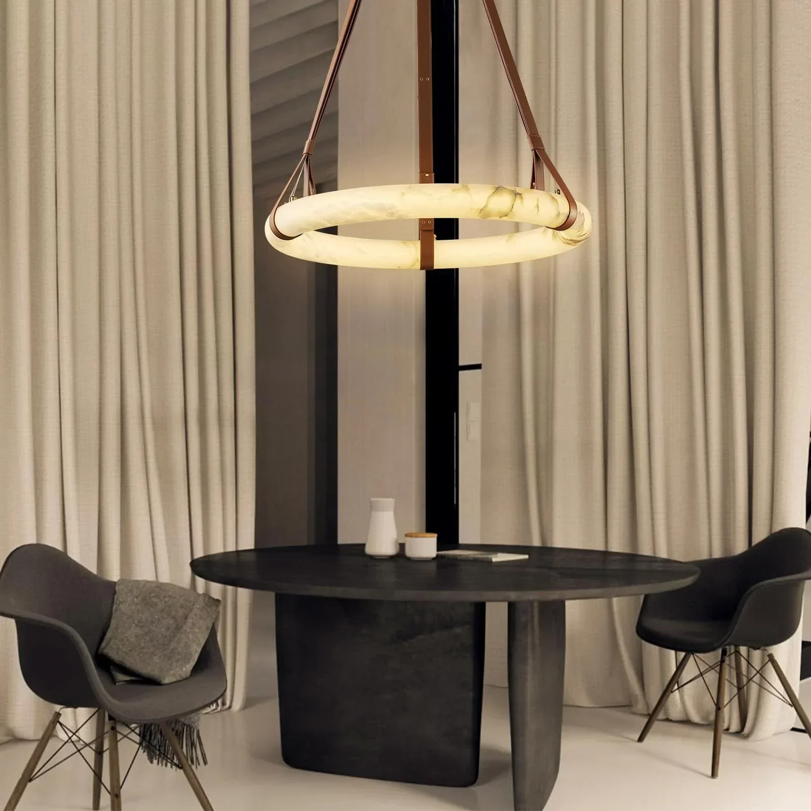 Modern Round Alabaster Chandelier for Living Room/Bedroom - Image 14