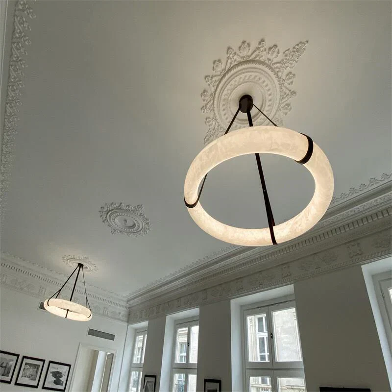 Modern Round Alabaster Chandelier for Living Room/Bedroom - Image 2