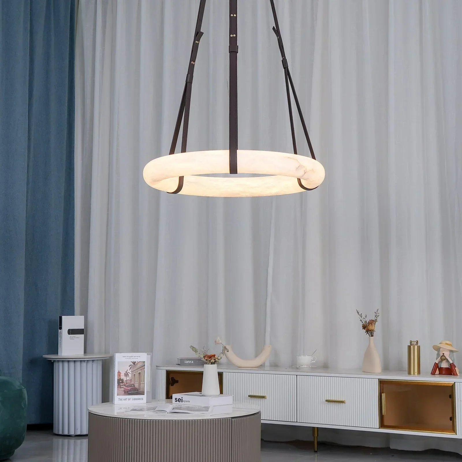 Modern Round Alabaster Chandelier for Living Room/Bedroom - Image 22