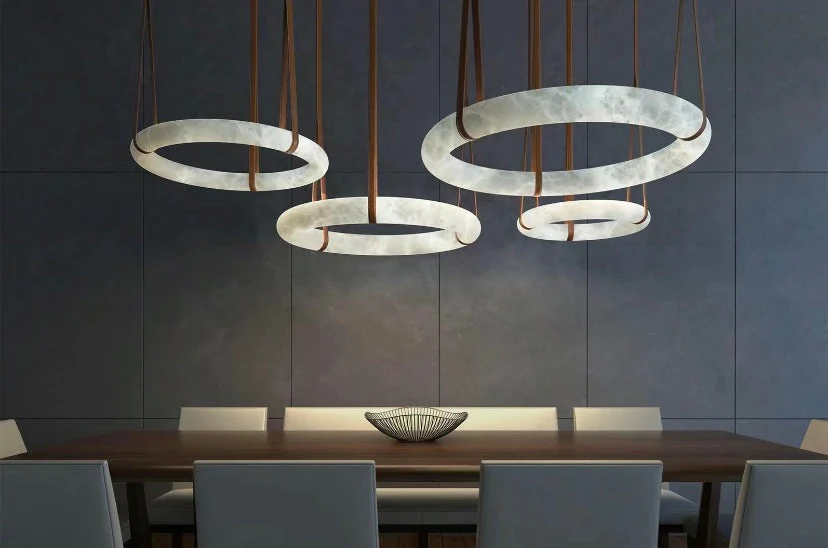 Modern Round Alabaster Chandelier for Living Room/Bedroom - Image 9