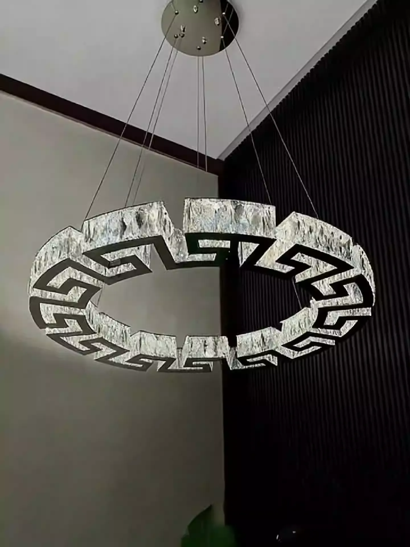 Modern Round Gear/Rectangular Mazes Crystal Chandelier - Image 3