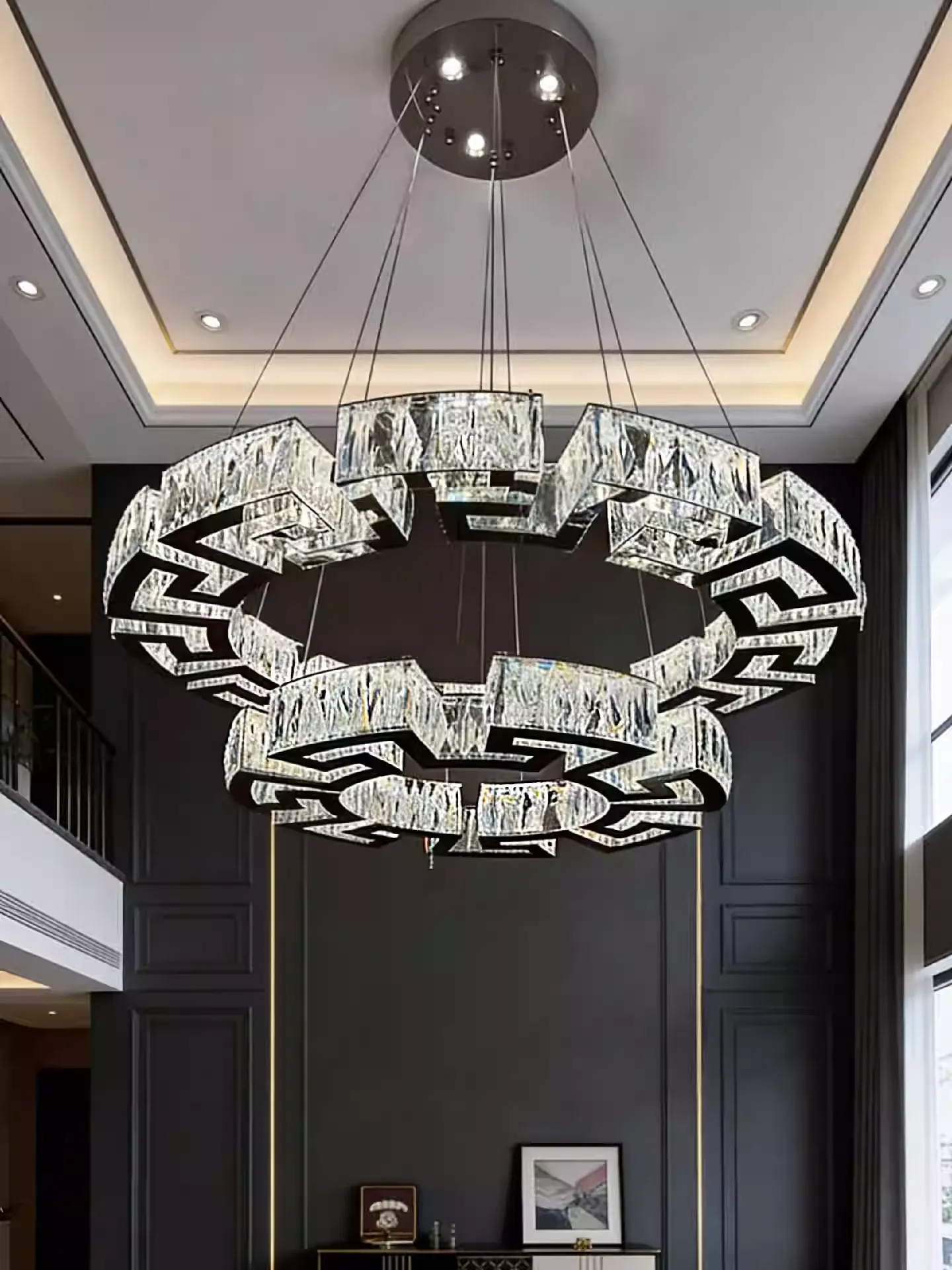 Modern Round Gear/Rectangular Mazes Crystal Chandelier - Image 4