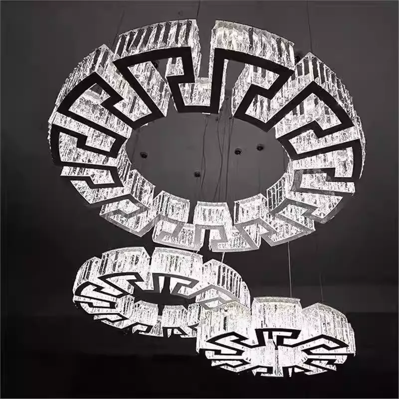 Modern Round Gear/Rectangular Mazes Crystal Chandelier - Image 5