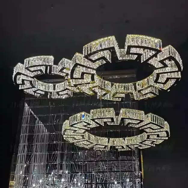 Modern Round Gear/Rectangular Mazes Crystal Chandelier - Image 6