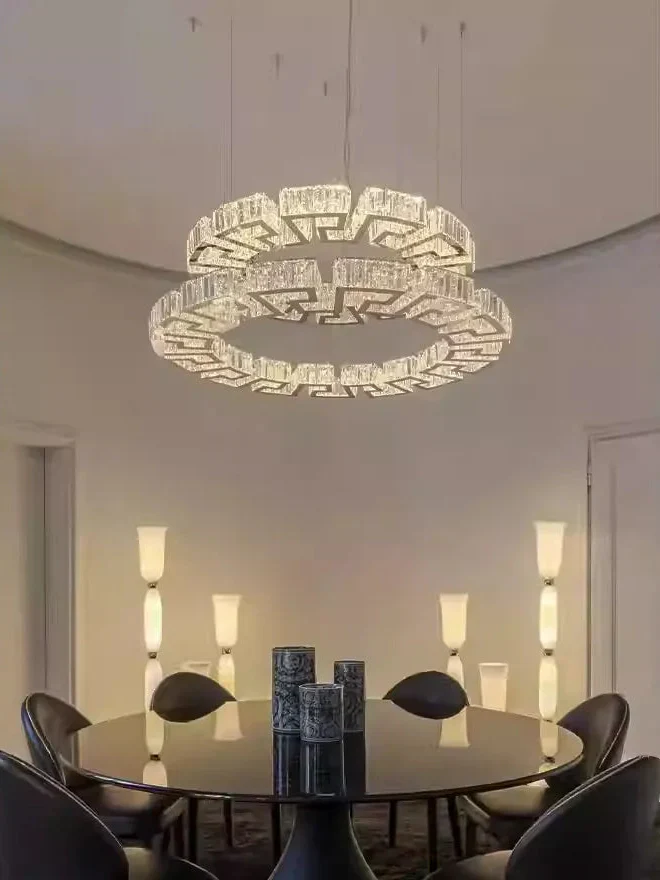 Modern Round Gear/Rectangular Mazes Crystal Chandelier - Image 9