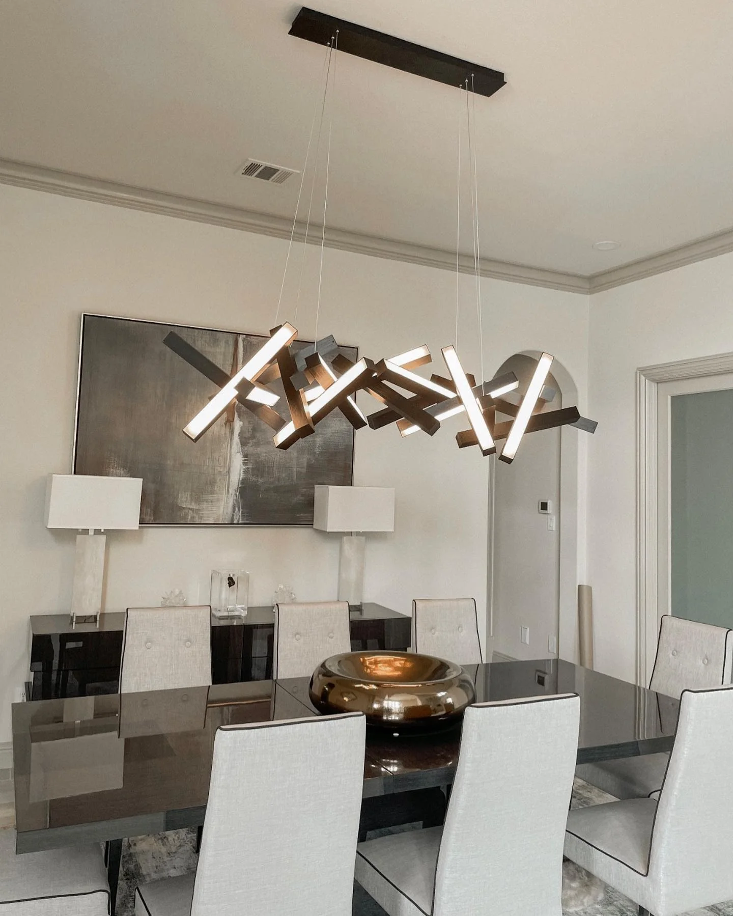Modern Round/Linear Geometric Aluminum LED Chandelier for Dining Room/Bedroom - Image 10