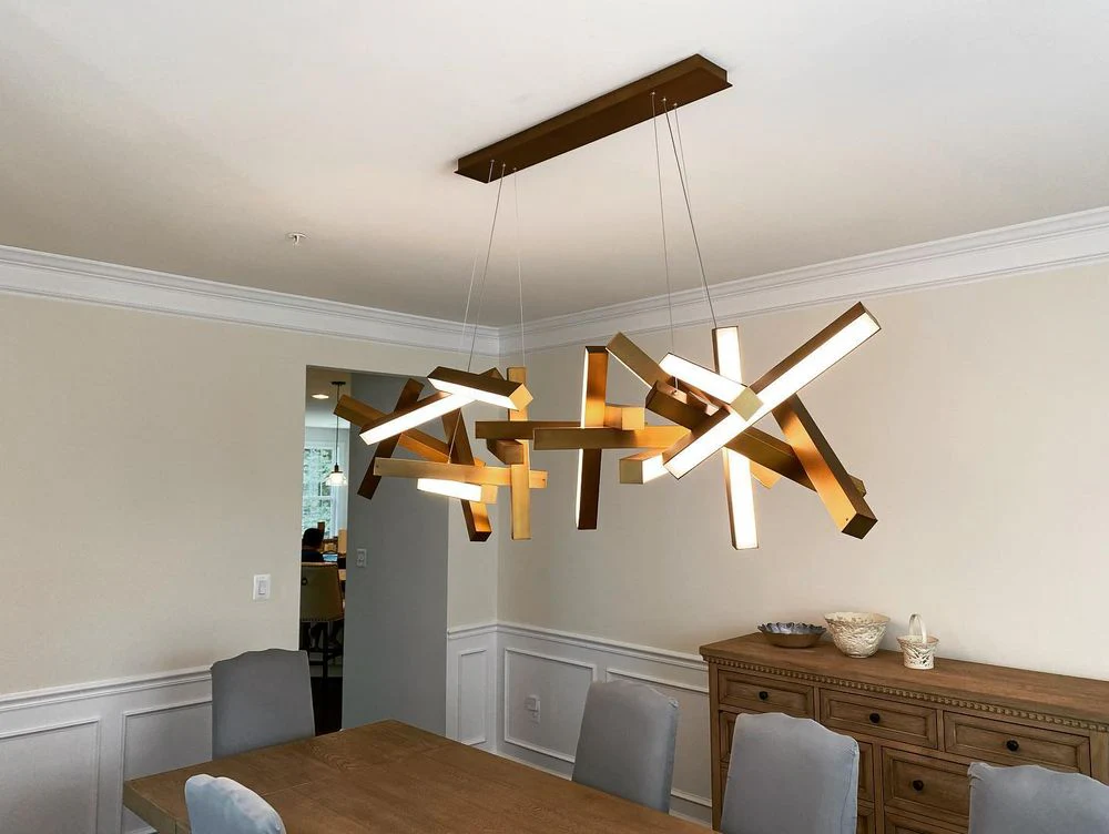 Modern Round/Linear Geometric Aluminum LED Chandelier for Dining Room/Bedroom - Image 11
