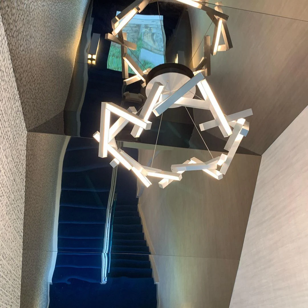 Modern Round/Linear Geometric Aluminum LED Chandelier for Dining Room/Bedroom - Image 12